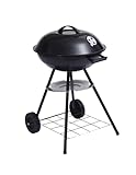 JARDIN202 - Barbacoa de Carbón Portátil Dakota | Parrilla Redonda Estilo Kettle | Exteriores, Jardín y Camping | Parrilla de Ø 45 cm | (Negro)