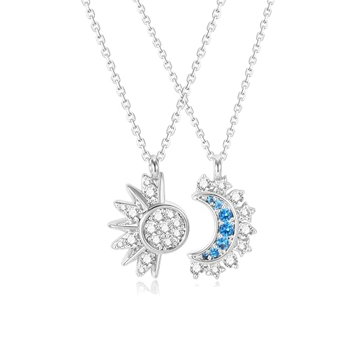 Collier soleil lune argent 925 anti-allergie avec pierre naturelle