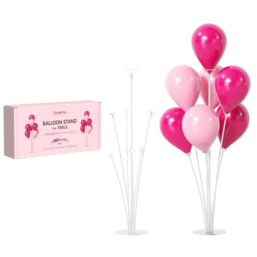 Bezente 8 Sets Balloon Stands, Balloon Bouquet Centerpieces Stand Kit for Table, Balloon Stick Holder with Base for Birthday Wedding Graduation Baby Shower Gender Reveal Party Decortaions