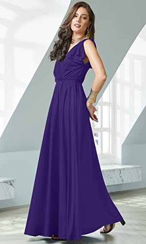 Image of KOH KOH Womens Long Sleeveless Bridesmaid Wedding Guest Prom Maxi Dress