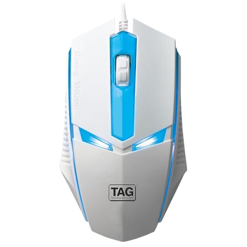 TAG EVE Wired Optical Mouse White USB Interface, 1000 DPI High Precision Sensor, 3 Button Control, Breathing LED Light, Lightweight & Portable Design, for PC Laptop Desktop – for Windows Mac Linux