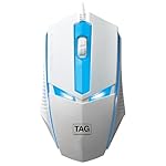 TAG EVE Wired Optical Mouse White USB Interface, 1000 DPI High Precision Sensor, 3 Button Control, Breathing LED Light, Lightweight & Portable Design, for PC Laptop Desktop – for Windows Mac Linux