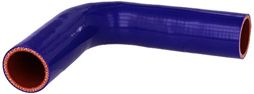 HPS HTSEC90-150-BLUE Silicone High Temperature 4-ply Reinforced 90 degree Elbow Coupler Hose, 75 PSI Maximum Pressure, 4" Leg Length on each side, 1-1/2" ID, Blue