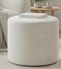 White Bouclé Round Ottoman - Modern Sherpa Pouf Footstool for Living Room & Bedroom