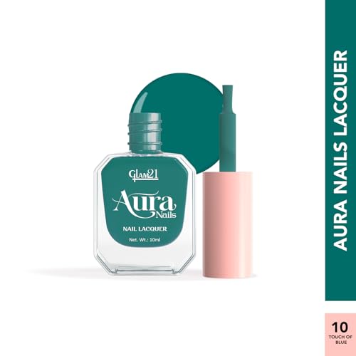 Image of Glam21 Aura Nails Nail Lacquer |Long-Lasting, Quick-Dry, High-Shine Nail Enamel|Chip-Free Formula|Smooth Application & Vibrant Finish| 10ml | Pack Of 2 (Touch of Blue & Baby Blue)