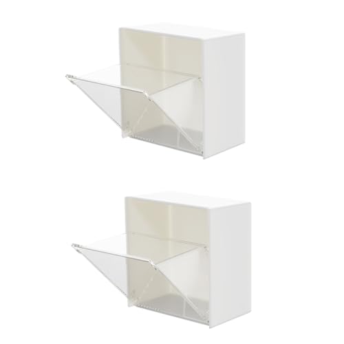 ABOOFAN Organizer Scatole Portaoggetti in Plastica Adesive 2 Pezzi, Contenitori Sospesi per Cosmetici e Cancelleria, Supporto Compatto per Scrivania e Armadio, Uso Domestico e Ufficio