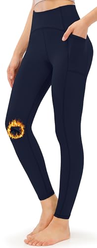 JOYSPELS Women's Fleece Lined Thermal Leggings, Navy Blue