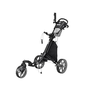 KVV 3 Wheel 360 Rotating Front Wheel Golf Push Cart Open and Close in ONE Second-Free Umbrella Holder Included