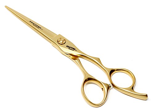 KRAFTPRO REINVENTED KRAFTPRO Goldline 6 Professional Salon Barber Hair Cutting Scissor Gold With Pouch/Screw Cleaning Cloth & Oil, 12 x 6 cm
