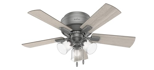 Image of Hunter Crestfield, Indoor, Ceiling Fan, Quiet, 42 inch, Matte Silver