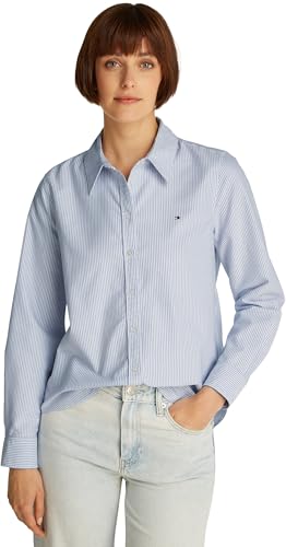 Tommy Hilfiger Donna Camicia Oxford Relaxed Fit, Blu (Classic Ithaca STP Mid Blue), 46