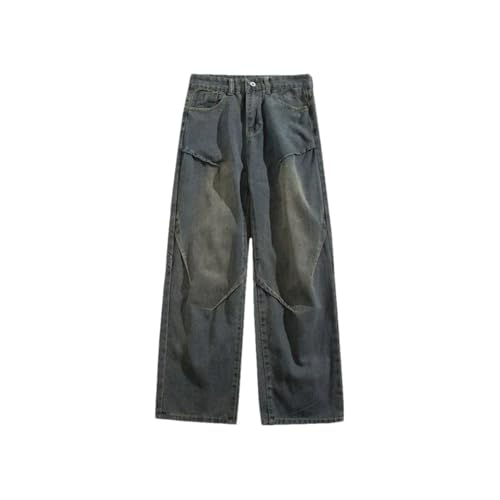 Men’S Flare Leg Vintage Denim Jeans with Zipper Fly Mid Waist Straight Fit Casual Streetwear Pants