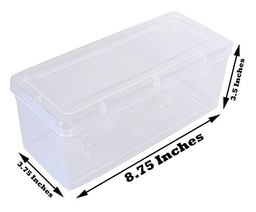 Image of Feliz Sunrise Clear Plastic Medium Rectangular Storage Box Size 8.75 x 3.75 x 3.5 inches (Set of 3)