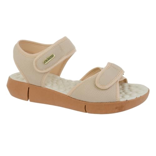 Sandália Papete Feminina Ortopédica Anatômica Massageadora Leve Macia Utra Conforto Via Angel 56.04 (Bege, BR, Adulto, Numérico, 36)