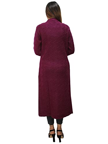 Image of HAUTEMODA Women Wollen Self Design Long Coat /Sweater for Winters