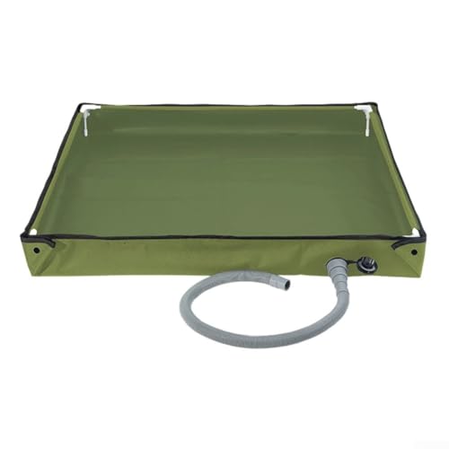 Yuanpgky Base de ducha plegable para camping, bandeja de ducha portátil para exteriores con tubo de drenaje, 80 x 80 x 10 cm, tela Oxford + PVC, compatible con duchas de camping, viajes y (verde)