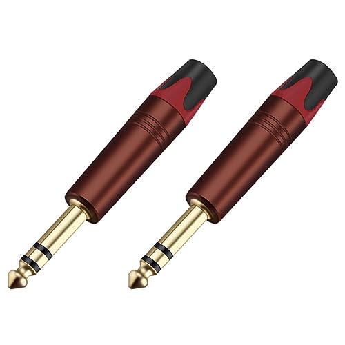 Fiche Jack 6.35mm mâle à 3 pôles en alliage robuste pour connectique stéréo, pack de 2
