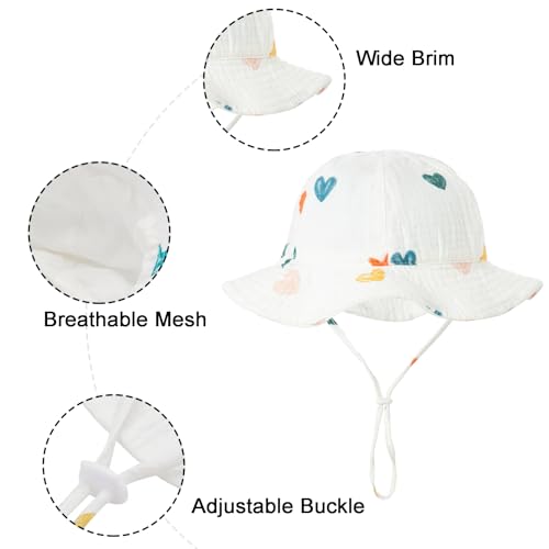 Baby Toddler Sun Bucket Hats - Summer Protection Beach Hat Cotton Linen Baby Hat3