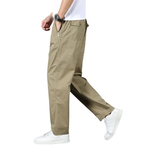 Puliam Easetactic - Flex Fit Zipper-Pocket Durable Pants for Men,Mens Elastic Waist Cotton Lightweight Hiking Trousers