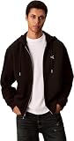 Calvin Klein Hoodie con Cremallera Hombre Terry Monogram con Bolsillo Canguro, Negro (Black), S