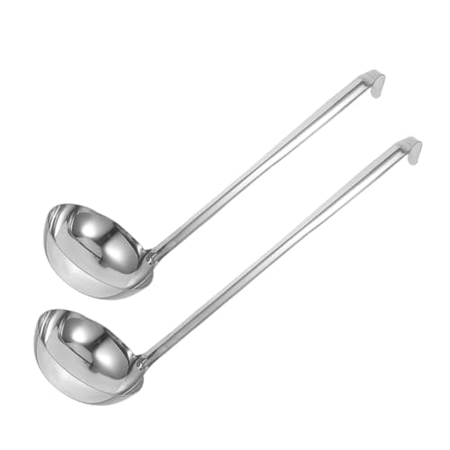 TOPBATHY 2 Piezas Cuchara De Acero Inoxidable Cucharas Ranuradas Para Cocinar Cucharas Para Servir Ranurado Sopera y Cucharón Cocinando Servicio Salsa Curvo Pequeño