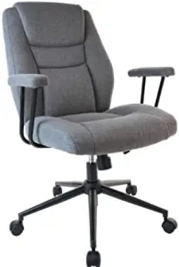 KLASIKA - Silla de tela gris para oficina en casa con reposabrazos suave y respaldo medio, silla de escritorio para computadora ajustable de altura
