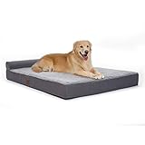 Eterish Large Orthopedic Dog Bed for Medium, Large Dogs up to 75 lbs, 3 inches Thick Egg-Crate Foam Bolster Dog Bed with Removable Cover, T-Shape Pet Bed Machine Washable, Grey