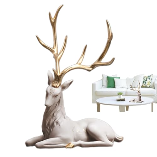 Figure di renna natalizia, decorazione per scrivania | Elegante figura di renna in resina – Figure di alce di Natale per interni, statue di renna per decorazione da tavolo
