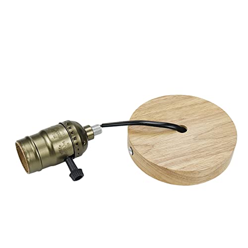 Wealrit 1 Pcs Industrial Wooden Table Lamp Base With 4.9 Ft Cord On/Off Switch Plug,Vintage Desk Lamp Base With And E27 Base Holder,Lamp Cord Replacement With Switch(Green Bronze) #TOP3