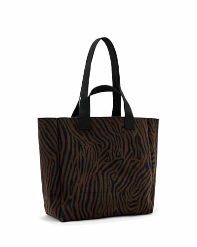Bolso Tote AllSaints Izzy Zebra East/West Negro y Marrón miniatura 3
