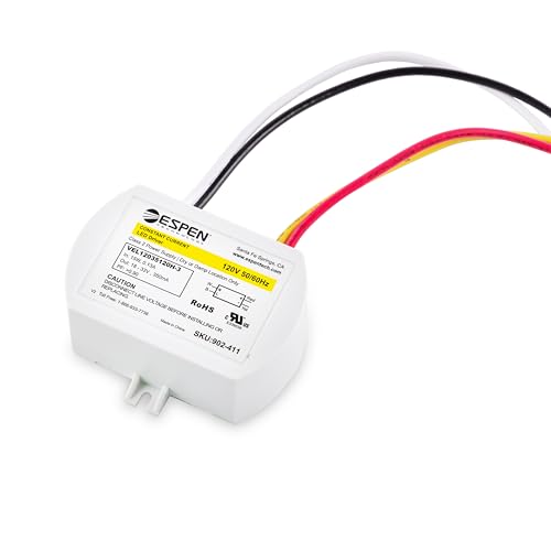 Espen LED Driver, VEL12035120H-3-CA Constant Current, 350mA, Max. 12W, 120V Input, High Power Factor with Quick Connector. (Same as VEL12035120H-3)