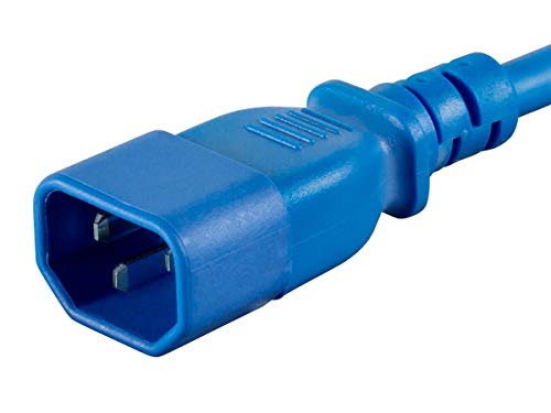 Image of Monoprice Extension Cord - 1 Feet - Blue | IEC 60320 C14 to IEC 60320 C13, 16AWG, 13A /1625W, 125V, 3-Prong, SJT, for Computers, Servers, Monitors- Pack of 1