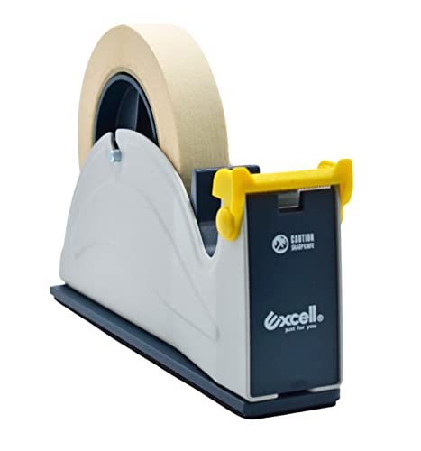 WOD TTD1SD Tabletop Steel Desktop Tape Dispenser, Blue & Gray - Fits Tape up to 1 inch Wide, Holds 3 inch core, Weighted Rubber Base for Stability