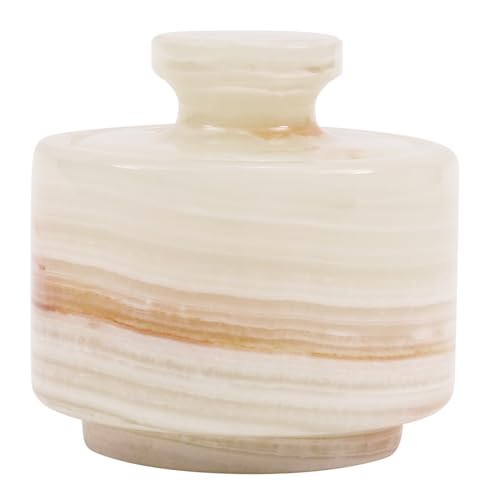 MARBLOUS KRAFTS stylish marble sugar dispenser 3" X 3" salt cellar, single salt container with lid (White Onyx)