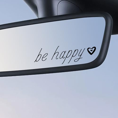 Image of 3pcs Be Happy Mirror Sticker Waterproof Durable Rear View Mirror Sticker | Vinyl Car Stickers And Decals for Women Men Car Window Decals Gifts for Couples, Parents, Graduates, And Friends