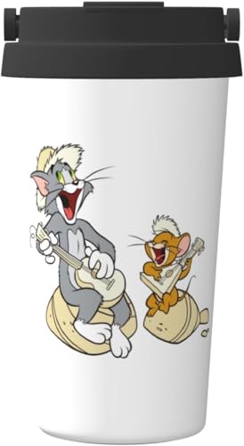 Zateem ステンレス タンブラー 500ml コーヒーカップ 人気 トムとジェリー 大容量 マグカップ コンビニカップ 蓋付き ストローとストローブラシ付き 保冷 保温 車用 持ち運び コーヒー ビルー 直飲み ボトル KF220B