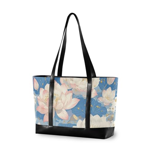 flower White Summer Boho fashion women work tote bag with zipper briefcase bags for gym with maletin ejecutivo para mujer