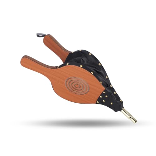 Septpenta Soufflet de Cheminée, Soufflet de Cheminée en Bois en Cuir de 17,9 X 7,8 Pouces, Grand Souffleur de Feu, avec Longue Poignée pour Camping en Plein Air Barbecue