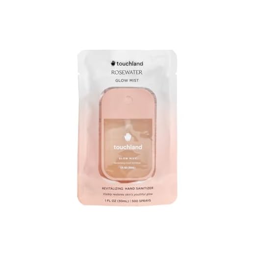 Touchland Glow Mist Revitalizing Hand Sanitizer Spray, Rosewater scented, 1FL. OZ. Travel Size