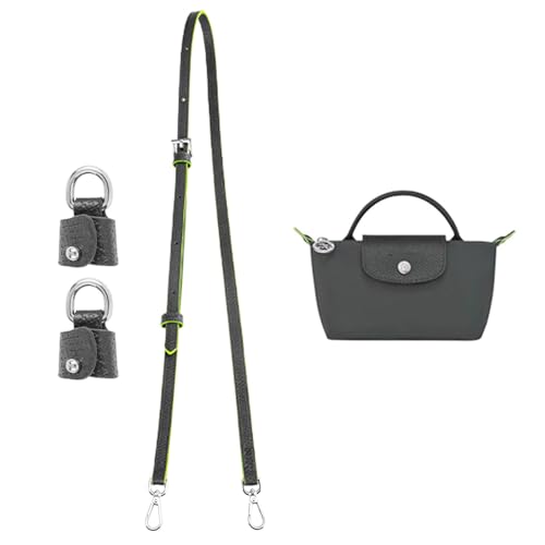Image of Bag Leather Strap Replacement Crossbody Shoulder Straps for xs MINI Pouch, No Damage Conversion Kits Accessories (MINI-Graphite Grey-Silver)