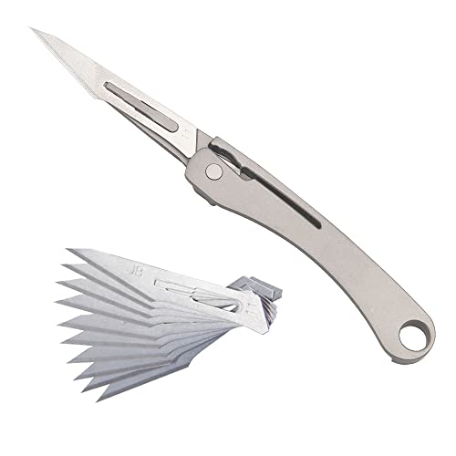 Ileaf Titanium Alloy Daily Mini Pocket Folding Utility Knife With 10 Replaceable Quick Change Blades, Ultra Compact And Lightweight #TOP13