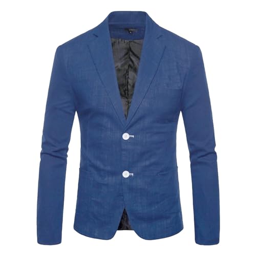 Veste homme lin et coton blazer classique ajusté couleur unie