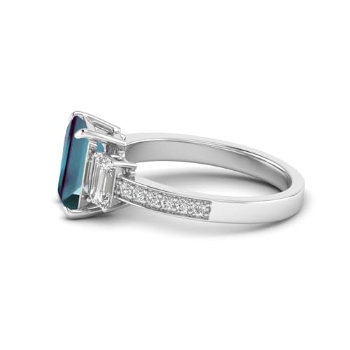 10K 14K 18K Gold 2CT Emerald Cut Gemstone 3 Stone Rings for Women Engagement Wedding Anniversary Ring Birthday Jewelry Gifts for Her Size 4-152