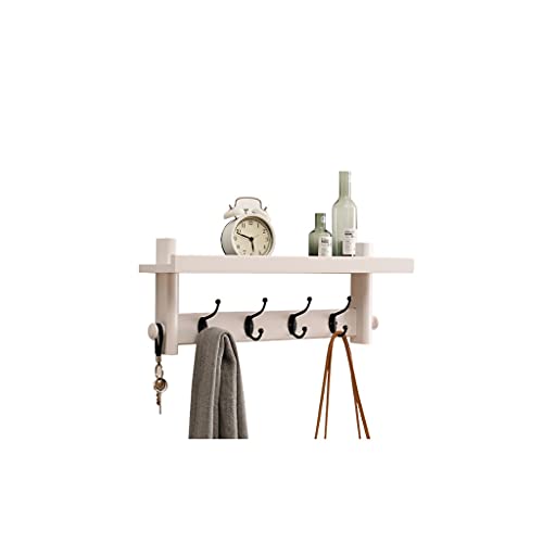 Percheros Perchero Perchero de pared de color sólido Perchero con estante de almacenamiento Perchero de pared creativo Fácil montaje Ganchos de almacenamiento para el hogar (Color: Blanco, Tamaño: 4