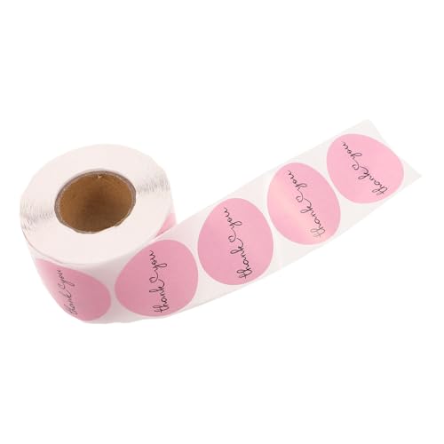 JEWEDECO 500個入り感謝シール 粘着丸型ステッカー ピンク色 小規模事業用包装ラベル 封筒シール 梱包用 業務用梱包資材 贈答用ラッピング用