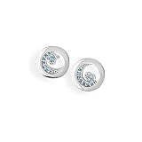 Amazon Marke - Hikaro runder Ohrstecker aus Sterlingsilber „perfekte Welle“ mit blauem Zirkoniapavée / Ohrstecker aus 925 Echtsilber für Damen / AD PW 21
