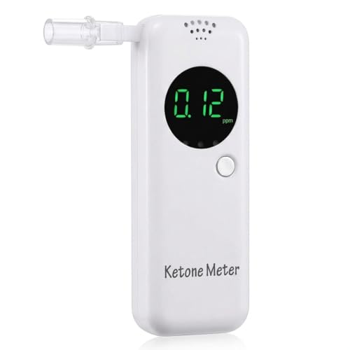 Tragbarer Ketone Atemtester, Digitales Ketone Atemmessgerät, Ketose-Atemtester zur Ermittlung des Ketonstatus, mit 10 Austauschbaren Mundstücken
