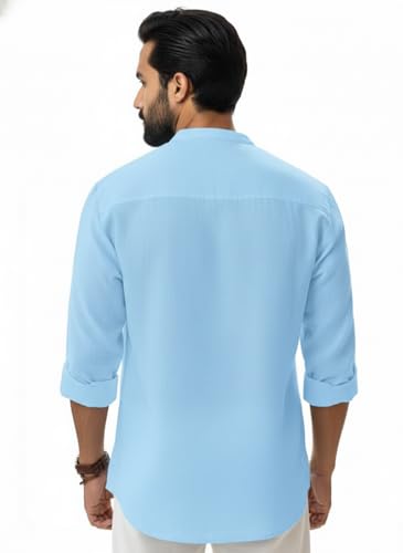 Image of Amazon Brand - INKAST Men's Cotton Blend Mandarin Collar Regular Fit Full Sleeve Casual Short Kurta