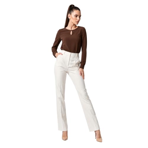 Image of BLACKSMITH Long Sleeve Key Hole Neck Formal Office Shirt for Women | Women Stylish Western Tops