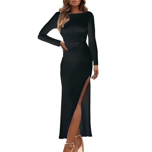 Amazon.com: HGps8w Women's Open Back Long Sleeve Lounge Long Dress Elegant  Casual Bodycon Slim Maxi Evening Party Dress : Clothing, Shoes & Jewelry